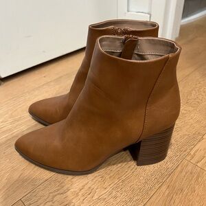 Chestnut faux leather ankle boots